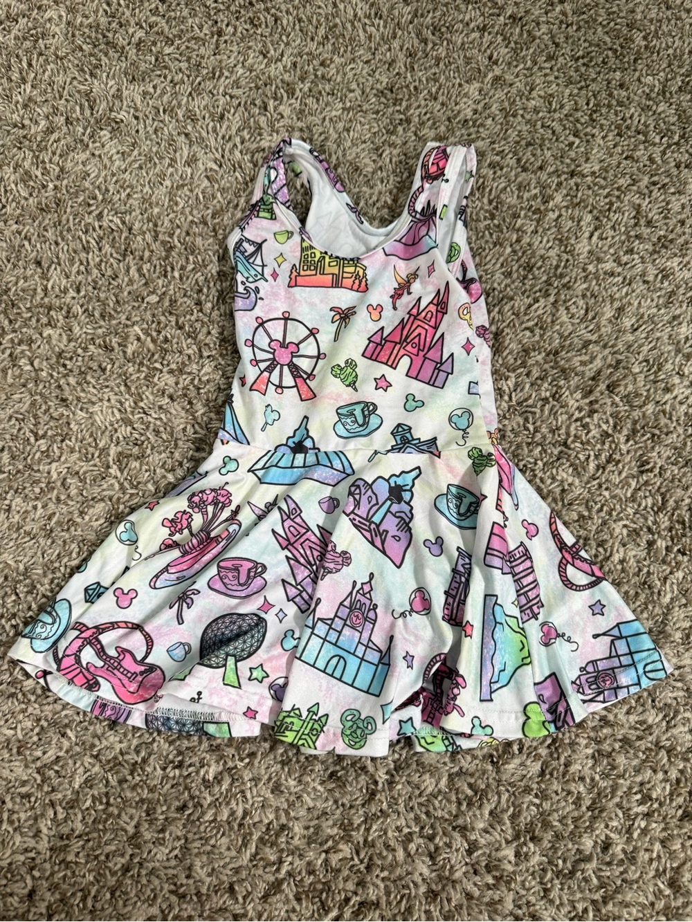 Bamboo Girls Pastel Theme Park Skater Dress - Multicolor